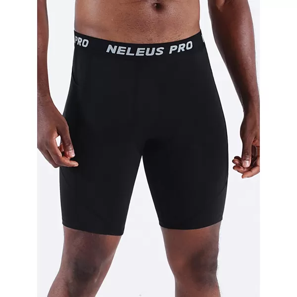 NELEUS Men's 3 Pack Running Compression Shorts with Pockets