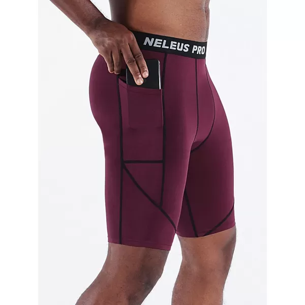 NELEUS Men's 3 Pack Running Compression Shorts with Pockets