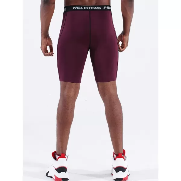NELEUS Men's 3 Pack Running Compression Shorts with Pockets