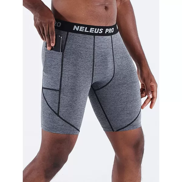 NELEUS Men's 3 Pack Running Compression Shorts with Pockets