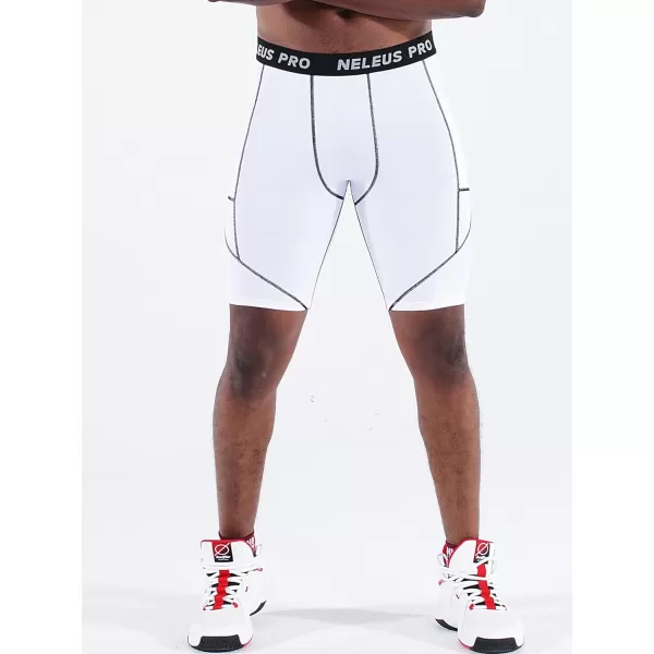 NELEUS Men's 3 Pack Running Compression Shorts with Pockets