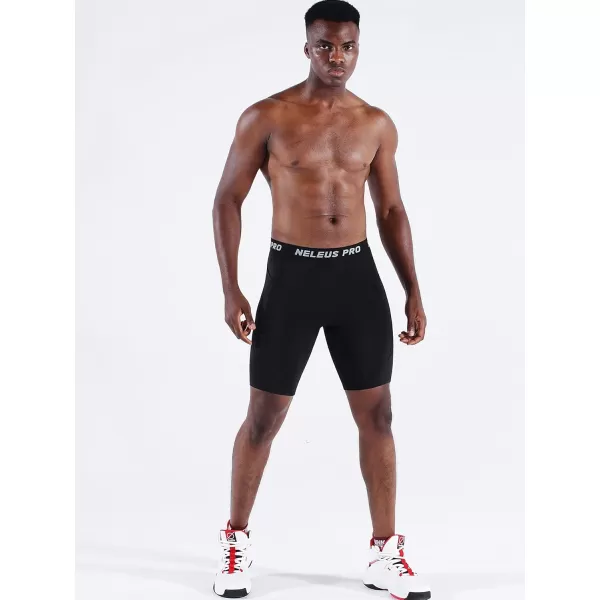 NELEUS Men's 3 Pack Running Compression Shorts with Pockets