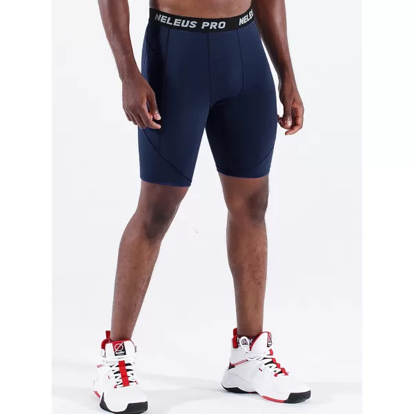 NELEUS Men's 3 Pack Running Compression Shorts with Pockets
