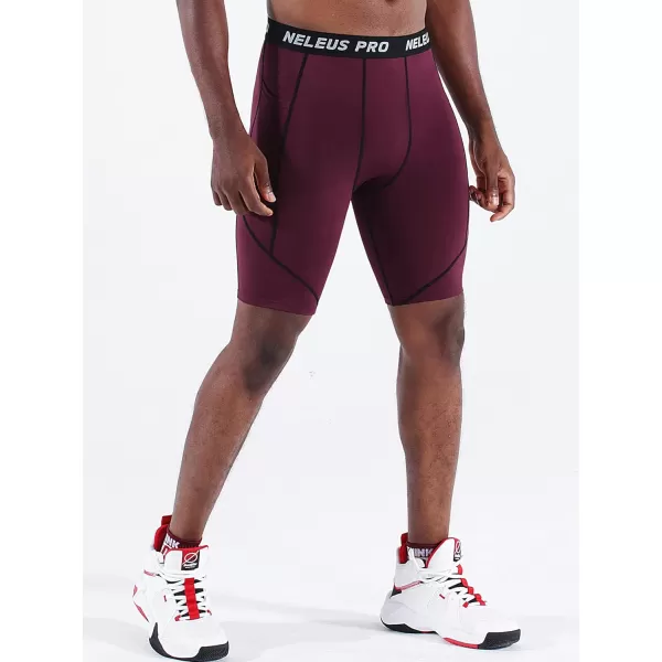 NELEUS Men's 3 Pack Running Compression Shorts with Pockets