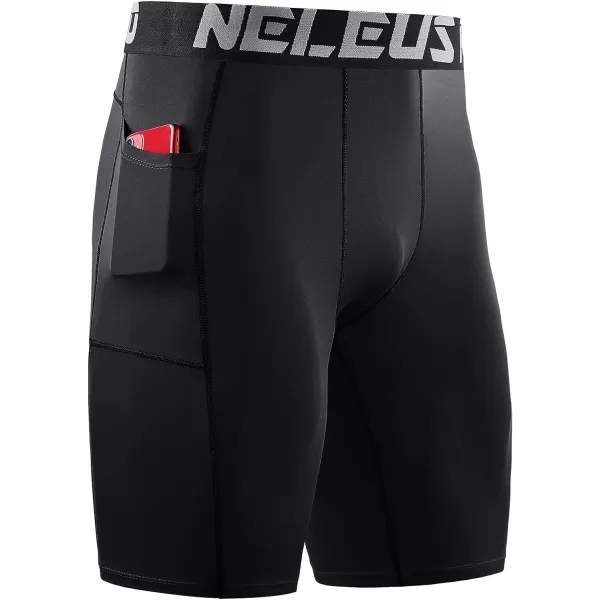 NELEUS Men's 3 Pack Running Compression Shorts with Pockets
