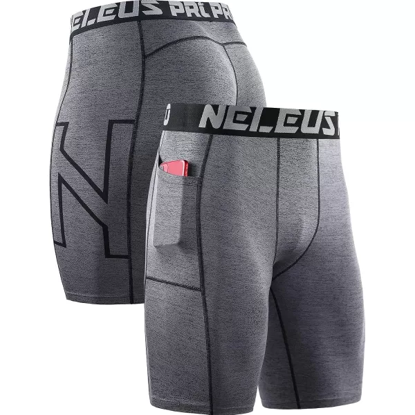 NELEUS Men's 3 Pack Running Compression Shorts with Pockets