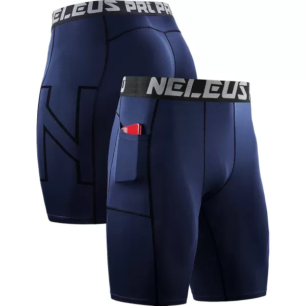 NELEUS Men's 3 Pack Running Compression Shorts with Pockets