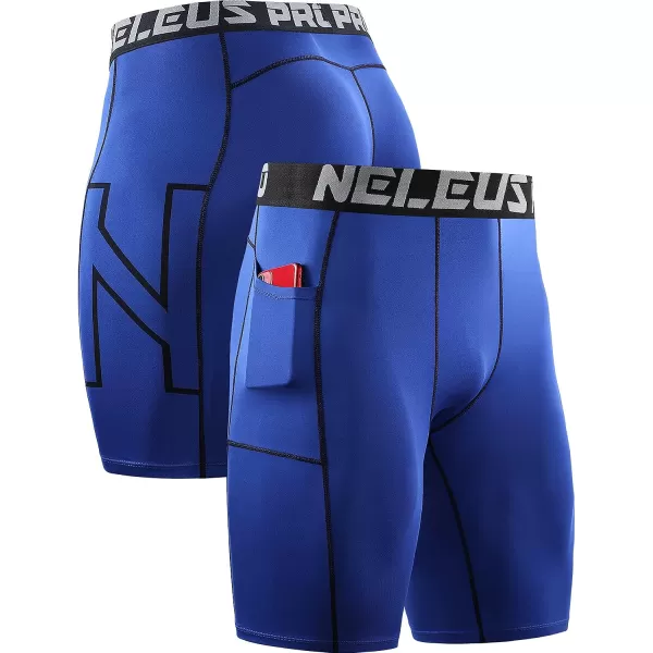 NELEUS Men's 3 Pack Running Compression Shorts with Pockets