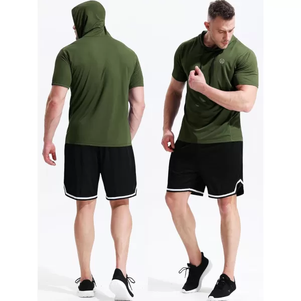 NELEUS Men's 3 Pack Running Shirt Mesh Workout Athletic Shirts with Hoods
