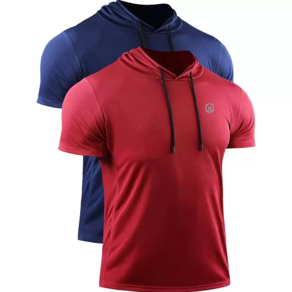 NELEUS Men's 3 Pack Running Shirt Mesh Workout Athletic Shirts with Hoods