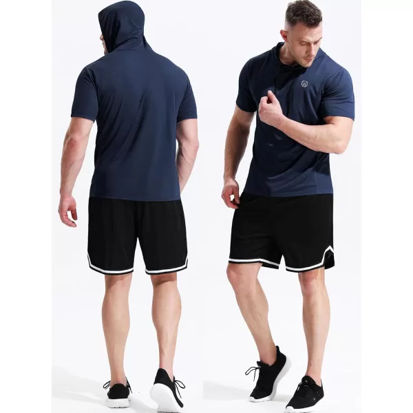 NELEUS Men's 3 Pack Running Shirt Mesh Workout Athletic Shirts with Hoods