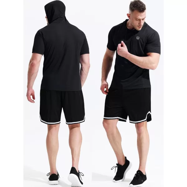 NELEUS Men's 3 Pack Running Shirt Mesh Workout Athletic Shirts with Hoods