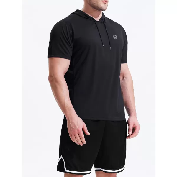 NELEUS Men's 3 Pack Running Shirt Mesh Workout Athletic Shirts with Hoods