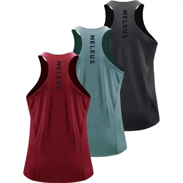 NELEUS Men's 3 Pack Running Tank Top Dry Fit Y-Back Athletic Workout Tank Tops