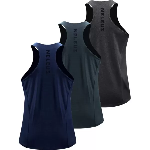 NELEUS Men's 3 Pack Running Tank Top Dry Fit Y-Back Athletic Workout Tank Tops