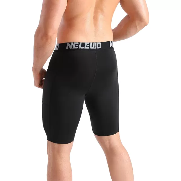 NELEUS Men's Compression Short with Pocket Dry Fit Yoga Running Shorts Pack of 3