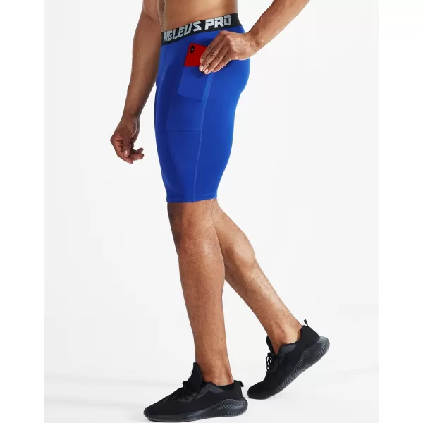 NELEUS Men's Compression Short with Pocket Dry Fit Yoga Running Shorts Pack of 3