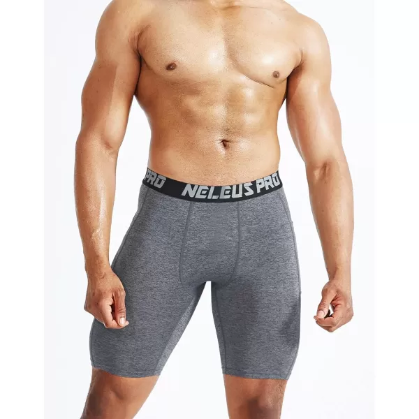 NELEUS Men's Compression Short with Pocket Dry Fit Yoga Running Shorts Pack of 3