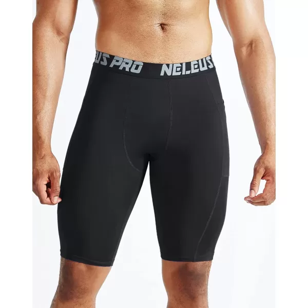 NELEUS Men's Compression Short with Pocket Dry Fit Yoga Running Shorts Pack of 3