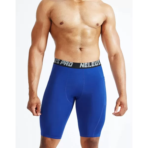 NELEUS Men's Compression Short with Pocket Dry Fit Yoga Running Shorts Pack of 3