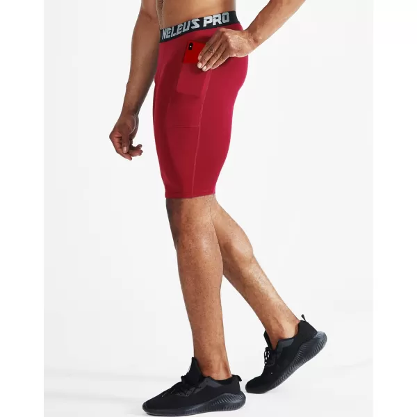 NELEUS Men's Compression Short with Pocket Dry Fit Yoga Running Shorts Pack of 3
