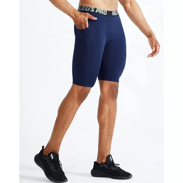 NELEUS Men's Compression Short with Pocket Dry Fit Yoga Running Shorts Pack of 3
