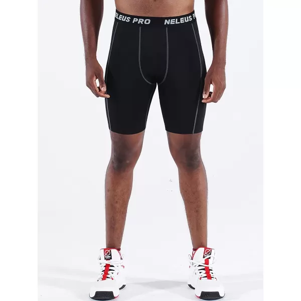 NELEUS Men's Compression Short with Pocket Dry Fit Yoga Running Shorts Pack of 3