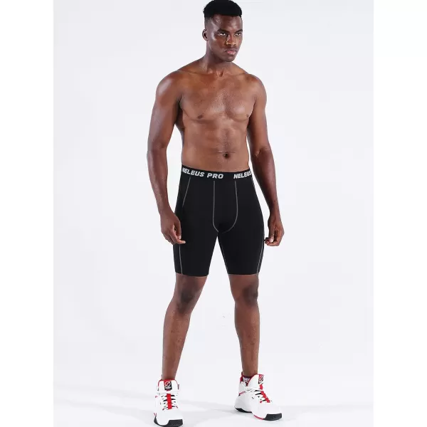 NELEUS Men's Compression Short with Pocket Dry Fit Yoga Running Shorts Pack of 3
