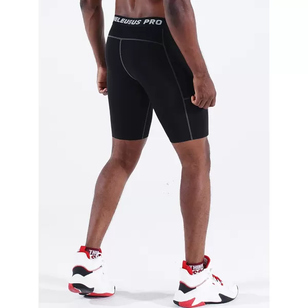 NELEUS Men's Compression Short with Pocket Dry Fit Yoga Running Shorts Pack of 3