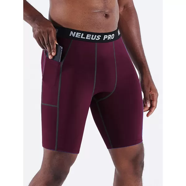 NELEUS Men's Compression Short with Pocket Dry Fit Yoga Running Shorts Pack of 3