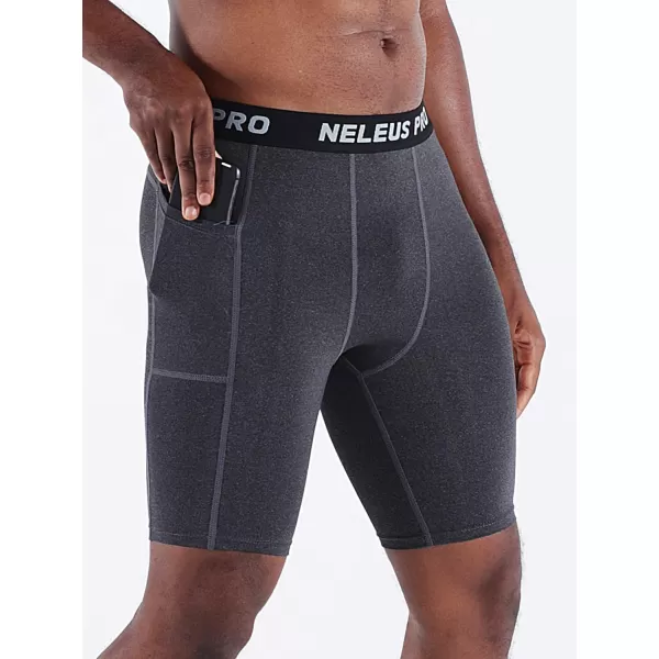 NELEUS Men's Compression Short with Pocket Dry Fit Yoga Running Shorts Pack of 3