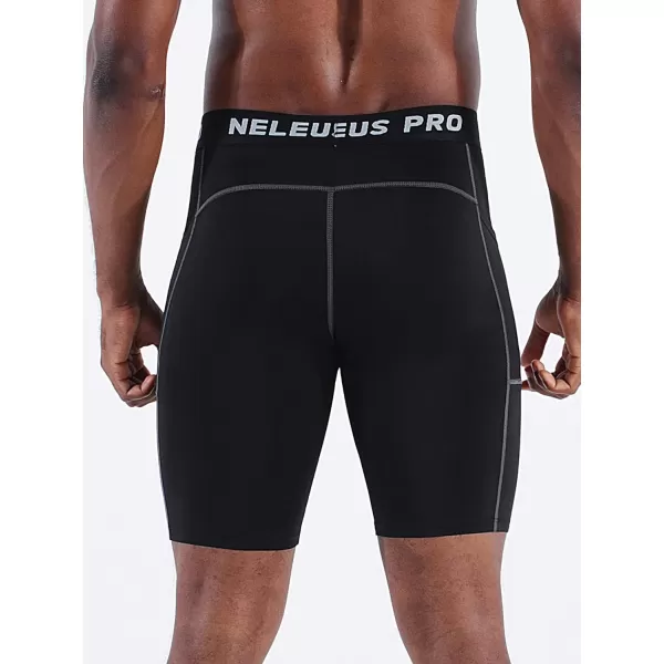 NELEUS Men's Compression Short with Pocket Dry Fit Yoga Running Shorts Pack of 3