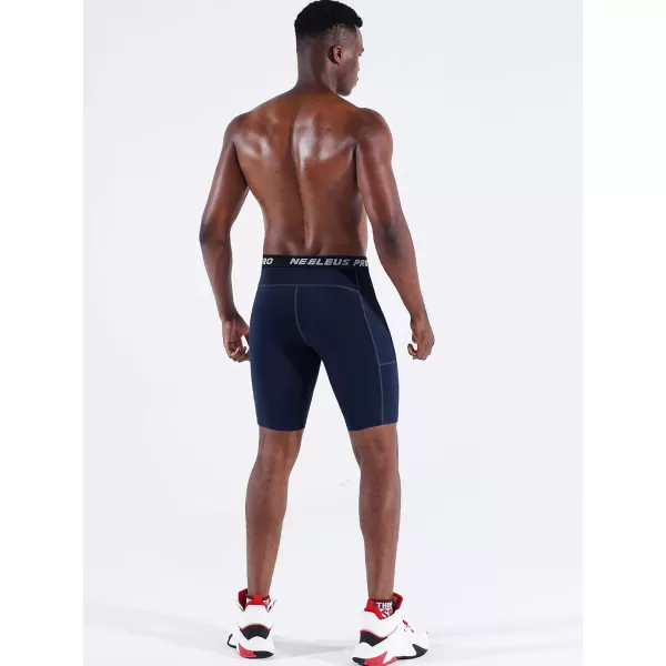 NELEUS Men's Compression Short with Pocket Dry Fit Yoga Running Shorts Pack of 3
