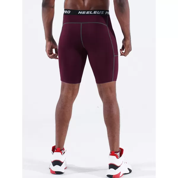 NELEUS Men's Compression Short with Pocket Dry Fit Yoga Running Shorts Pack of 3