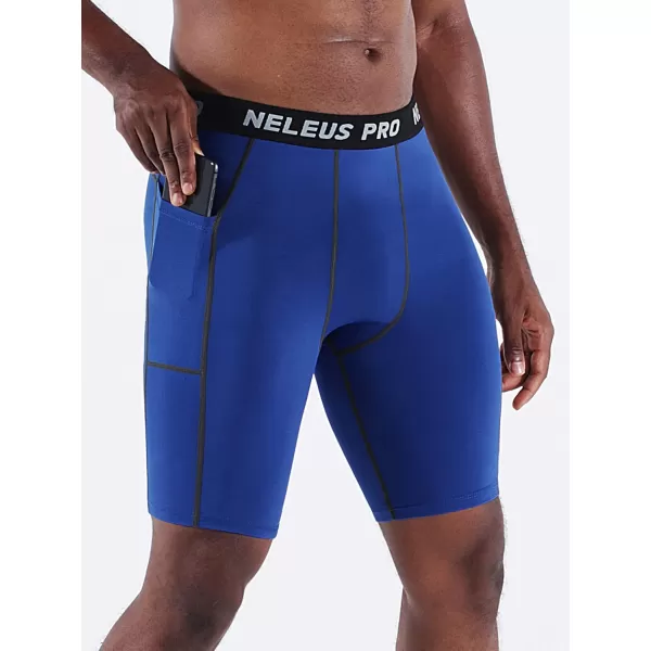 NELEUS Men's Compression Short with Pocket Dry Fit Yoga Running Shorts Pack of 3