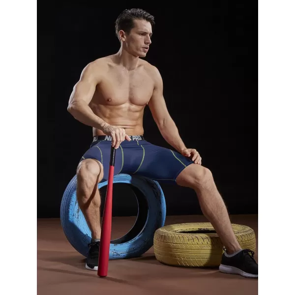 NELEUS Men's Compression Shorts Pack of 3/Grey/Navy Blue,3 Pack)