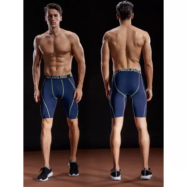 NELEUS Men's Compression Shorts Pack of 3/Grey/Navy Blue,3 Pack)