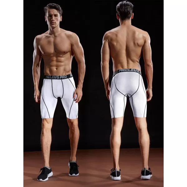 NELEUS Men's Compression Shorts Pack of 3/White,3 Pack)