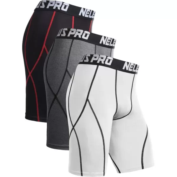 NELEUS Men's Compression Shorts Pack of 3/White,3 Pack)