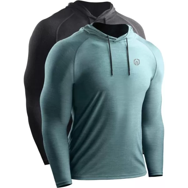 NELEUS Men's Dry Fit Athletic Workout Running Shirts Long Sleeve with Hoods