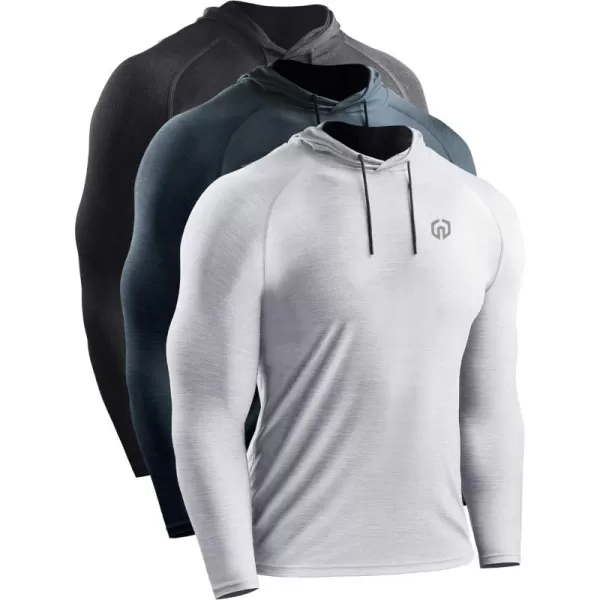 NELEUS Men's Dry Fit Athletic Workout Running Shirts Long Sleeve with Hoods
