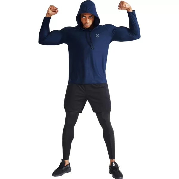 NELEUS Men's Dry Fit Athletic Workout Running Shirts Long Sleeve with Hoods