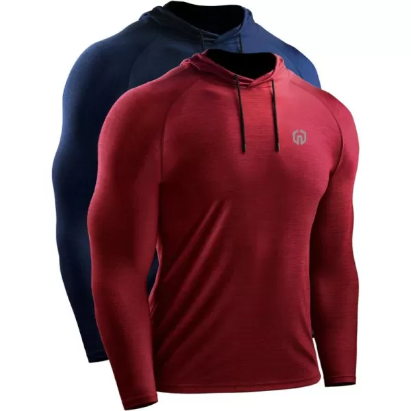NELEUS Men's Dry Fit Athletic Workout Running Shirts Long Sleeve with Hoods