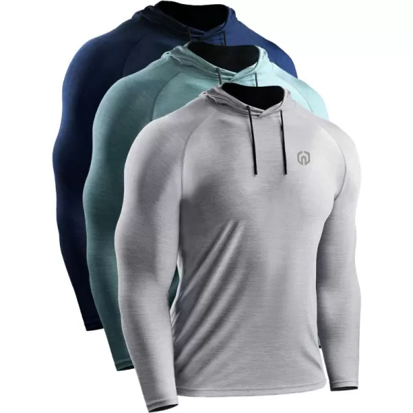 NELEUS Men's Dry Fit Athletic Workout Running Shirts Long Sleeve with Hoods