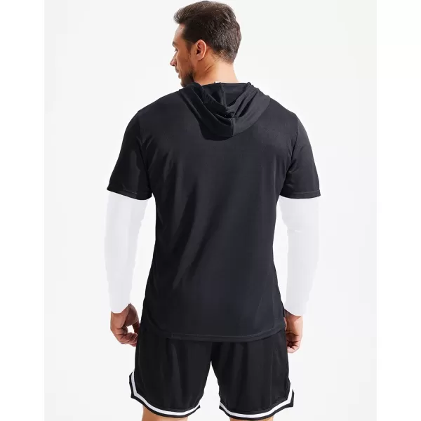 NELEUS Men's Dry Fit Athletic Workout Running Shirts Long Sleeve with Hoods
