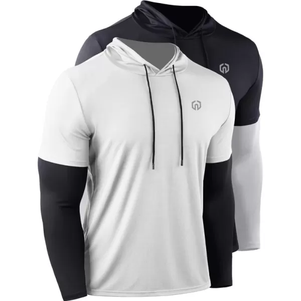 NELEUS Men's Dry Fit Athletic Workout Running Shirts Long Sleeve with Hoods
