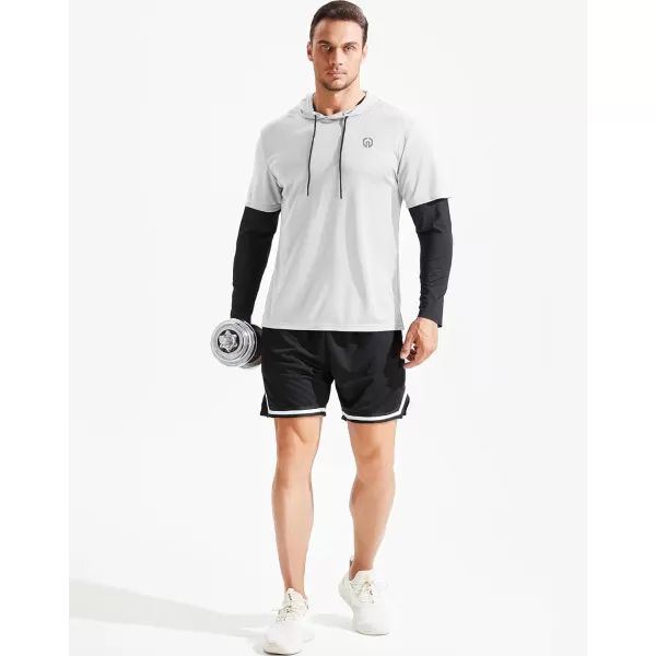 NELEUS Men's Dry Fit Athletic Workout Running Shirts Long Sleeve with Hoods