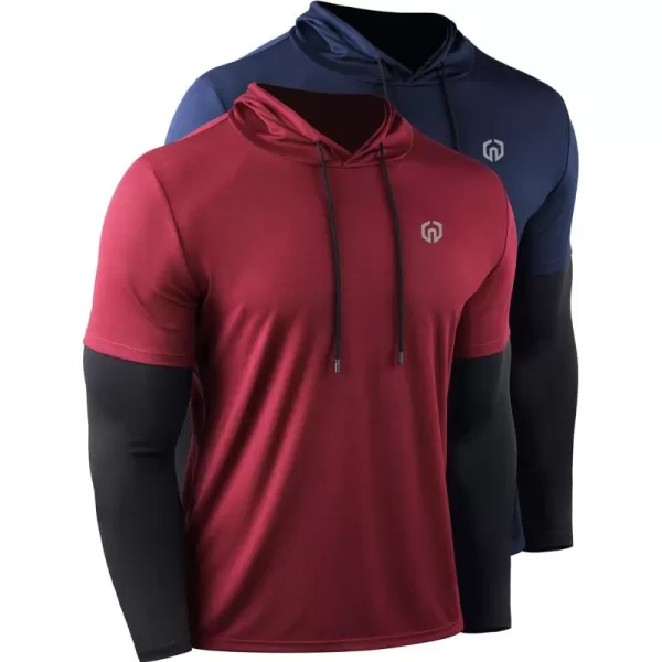 NELEUS Men's Dry Fit Athletic Workout Running Shirts Long Sleeve with Hoods