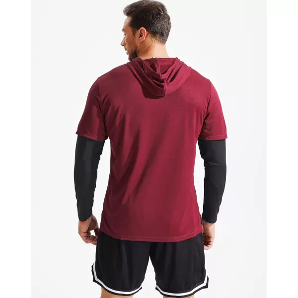 NELEUS Men's Dry Fit Athletic Workout Running Shirts Long Sleeve with Hoods