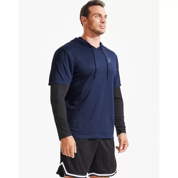 NELEUS Men's Dry Fit Athletic Workout Running Shirts Long Sleeve with Hoods